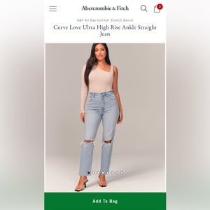 A&F Curve Love High Rise Ankle Straight Jeans